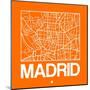 Orange Map of Madrid-NaxArt-Mounted Art Print