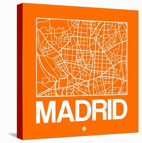 Orange Map of Madrid-NaxArt-Stretched Canvas