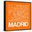 Orange Map of Madrid-NaxArt-Framed Stretched Canvas