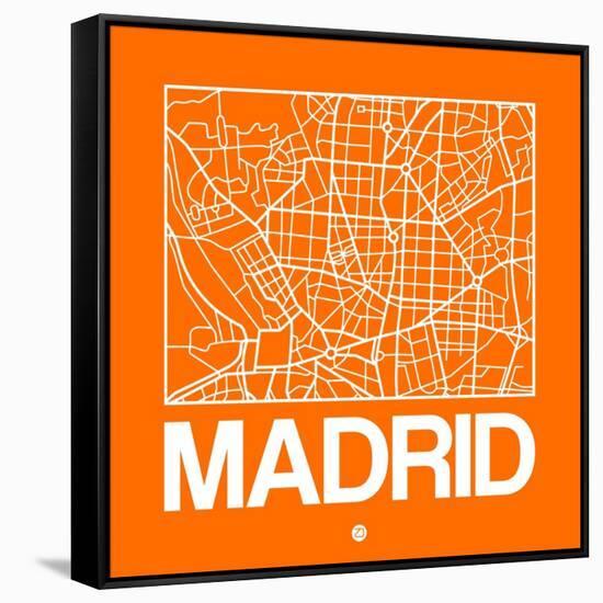 Orange Map of Madrid-NaxArt-Framed Stretched Canvas