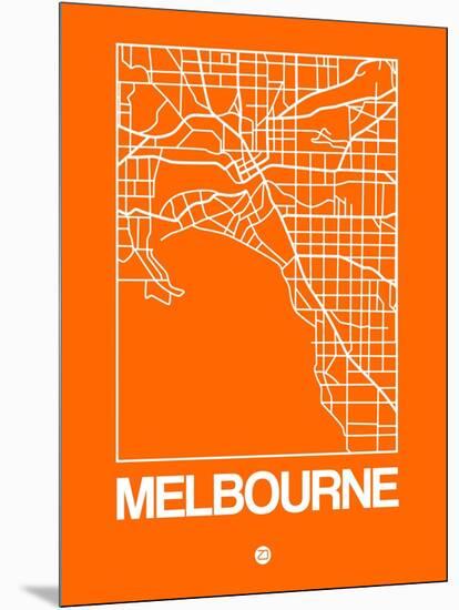 Orange Map of Melbourne-NaxArt-Mounted Art Print