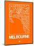 Orange Map of Melbourne-NaxArt-Mounted Premium Giclee Print