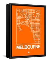 Orange Map of Melbourne-NaxArt-Framed Stretched Canvas