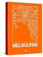 Orange Map of Melbourne-NaxArt-Stretched Canvas