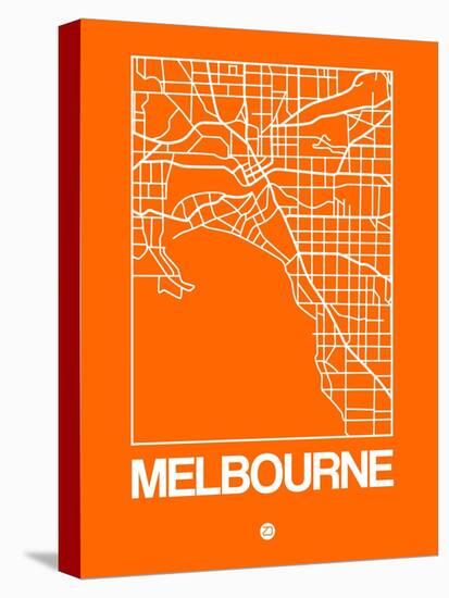 Orange Map of Melbourne-NaxArt-Stretched Canvas