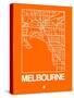 Orange Map of Melbourne-NaxArt-Stretched Canvas