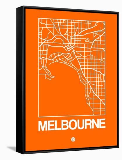 Orange Map of Melbourne-NaxArt-Framed Stretched Canvas