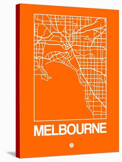 Orange Map of Melbourne-NaxArt-Stretched Canvas