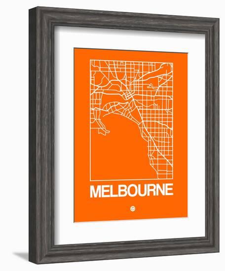 Orange Map of Melbourne-NaxArt-Framed Art Print