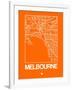 Orange Map of Melbourne-NaxArt-Framed Art Print