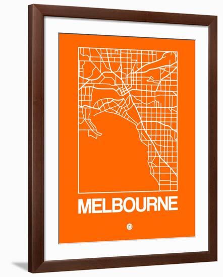 Orange Map of Melbourne-NaxArt-Framed Art Print