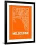 Orange Map of Melbourne-NaxArt-Framed Art Print