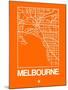 Orange Map of Melbourne-NaxArt-Mounted Art Print