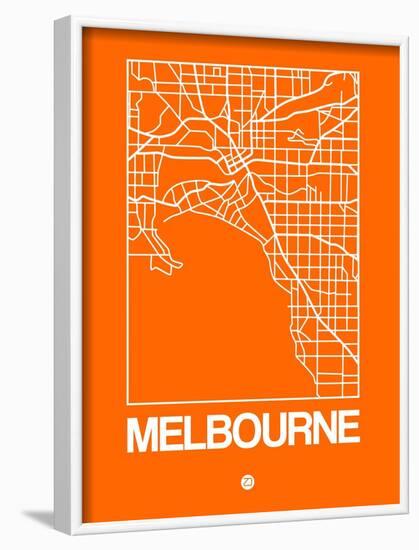 Orange Map of Melbourne-NaxArt-Framed Art Print