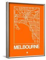 Orange Map of Melbourne-NaxArt-Framed Art Print