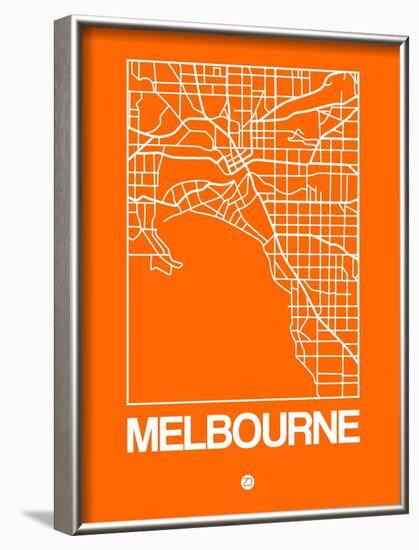 Orange Map of Melbourne-NaxArt-Framed Art Print