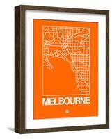 Orange Map of Melbourne-NaxArt-Framed Art Print