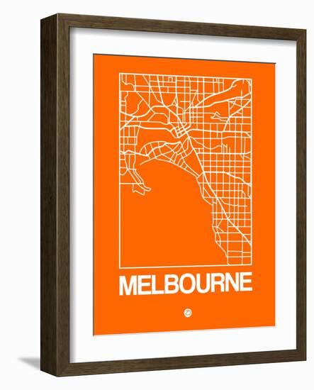 Orange Map of Melbourne-NaxArt-Framed Art Print