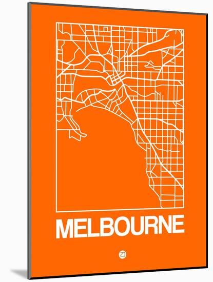 Orange Map of Melbourne-NaxArt-Mounted Art Print