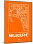 Orange Map of Melbourne-NaxArt-Mounted Art Print
