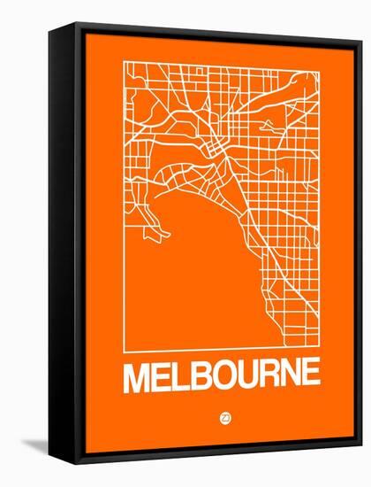 Orange Map of Melbourne-NaxArt-Framed Stretched Canvas