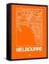 Orange Map of Melbourne-NaxArt-Framed Stretched Canvas