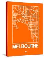 Orange Map of Melbourne-NaxArt-Stretched Canvas