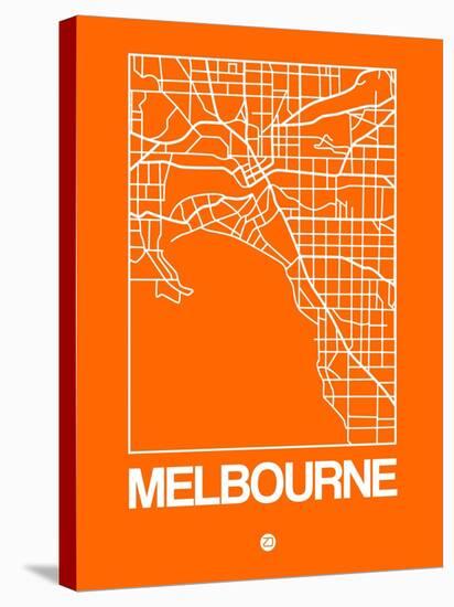 Orange Map of Melbourne-NaxArt-Stretched Canvas