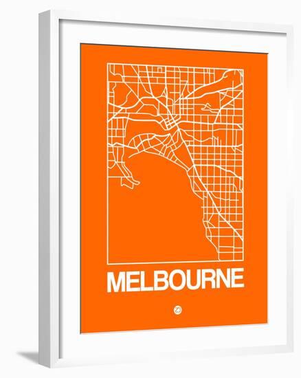 Orange Map of Melbourne-NaxArt-Framed Art Print