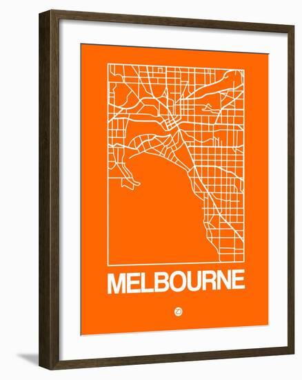 Orange Map of Melbourne-NaxArt-Framed Art Print