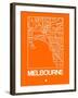 Orange Map of Melbourne-NaxArt-Framed Art Print