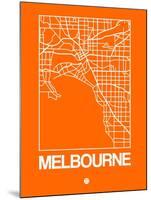 Orange Map of Melbourne-NaxArt-Mounted Art Print