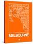 Orange Map of Melbourne-NaxArt-Stretched Canvas