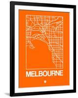 Orange Map of Melbourne-NaxArt-Framed Art Print