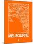 Orange Map of Melbourne-NaxArt-Mounted Art Print