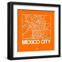 Orange Map of Mexico City-NaxArt-Framed Art Print