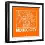 Orange Map of Mexico City-NaxArt-Framed Art Print