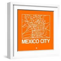 Orange Map of Mexico City-NaxArt-Framed Art Print