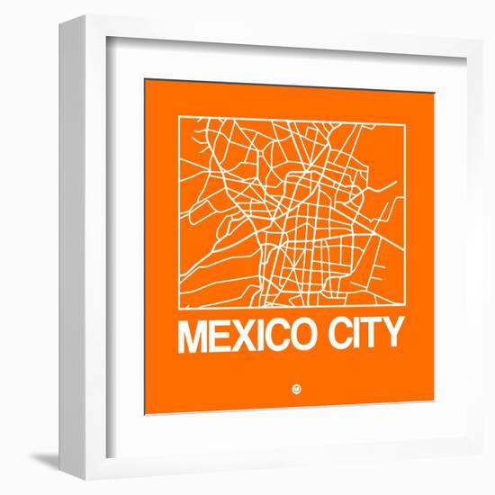 Orange Map of Mexico City-NaxArt-Framed Art Print