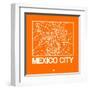 Orange Map of Mexico City-NaxArt-Framed Art Print