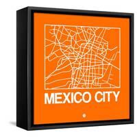 Orange Map of Mexico City-NaxArt-Framed Stretched Canvas