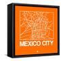 Orange Map of Mexico City-NaxArt-Framed Stretched Canvas