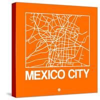 Orange Map of Mexico City-NaxArt-Stretched Canvas