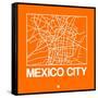 Orange Map of Mexico City-NaxArt-Framed Stretched Canvas