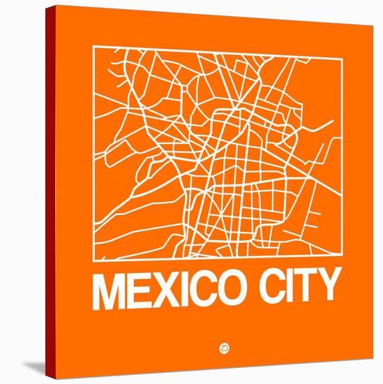 Orange Map of Mexico City-NaxArt-Stretched Canvas