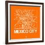 Orange Map of Mexico City-NaxArt-Framed Art Print