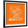 Orange Map of Mexico City-NaxArt-Framed Art Print