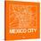 Orange Map of Mexico City-NaxArt-Stretched Canvas