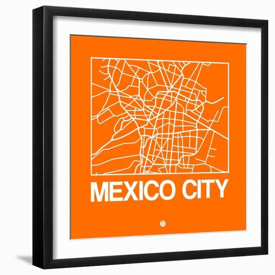 Orange Map of Mexico City-NaxArt-Framed Art Print