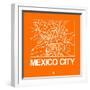 Orange Map of Mexico City-NaxArt-Framed Art Print